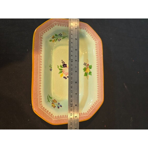 Adams Calyx Ware Hand Painted Lowestoft Vegetable Bowl 9.5" x 7.5" Vintage - Picture 9 of 9